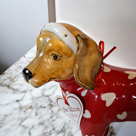 Blue Sky Heather Goldminc BE MINE Beagle Dachshund HEARTS PAJAMAS Figurine - Picture 3 of 11